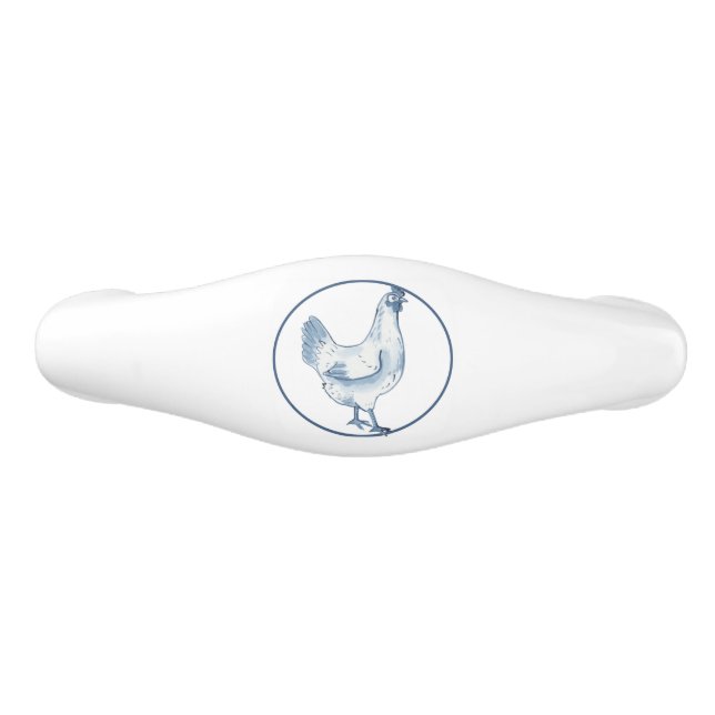 Rustic Blue & White Chicken Hen Land Delft Handtag (Framsidan)