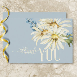 Rustic Blue & White Daisy Bröllop Tack Kort