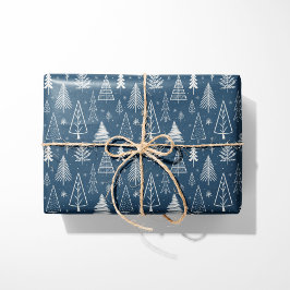 Rustic Blue & White Julgranar Presentpapper