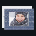 Rustic Blue White Menorah Hanukkah Photo Julkort<br><div class="desc">Rustic Blue White Menorah Hanukkah Photo Card med festive mönster av helgdag menorahs och ditt anpassningsbar foto.</div>