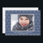 Rustic Blue White Menorah Mönster Hanukkah Photo Julkort<br><div class="desc">Rustic Blue White Menorah Hanukkah Photo Card med festive mönster av helgdag menorahs och ditt anpassningsbar foto.</div>