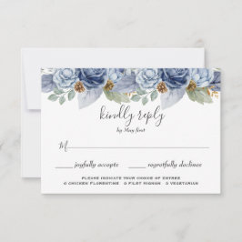 Rustic Blue Winter Blommigt Bröllop OSA Kort