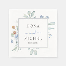 Rustic Blue Winter Blommigt Bröllop Pappersservett