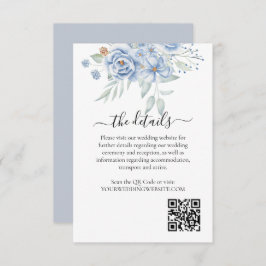 Rustic Blue Winter Blommigt Bröllop Tilläggskort