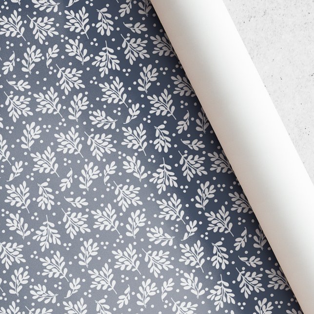 Rustic Blue Winter Foliage jul Presentpapper (Skapare uppladdad)