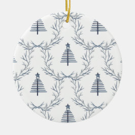 Rustic Blue Winter-skogen Nordic Scandi-jul Julgransprydnad Keramik