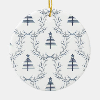 Rustic Blue Winter-skogen Nordic Scandi-jul Julgransprydnad Keramik