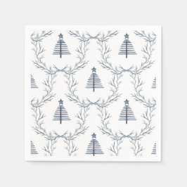 Rustic Blue Winter-skogen Nordic Scandi-jul Pappersservett