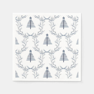 Rustic Blue Winter-skogen Nordic Scandi-jul Pappersservett