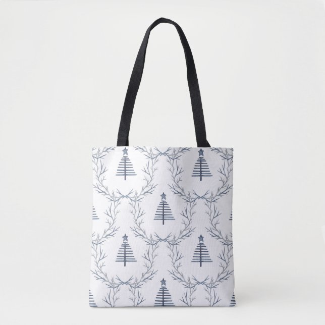 Rustic Blue Winter-skogen Nordic Scandi-jul Tygkasse (Framsida)
