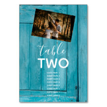 Rustic Blue Wood 2 Foton Bröllop Guest Namn