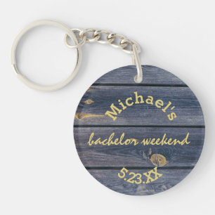 Rustic Blue Wood Bachelor Helg Monogram