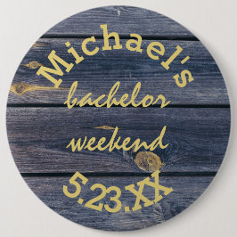 Rustic Blue Wood | Bachelor Helg Monogram Knapp