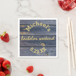 Rustic Blue Wood | Bachelor Helg Monogram Pappersservett