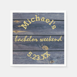 Rustic Blue Wood | Bachelor Helg Monogram Pappersservett