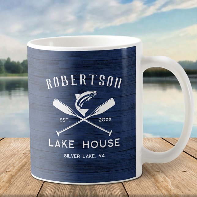 Rustic Blue Wood för familjen Namn Sjö House Rusti Kaffemugg (Skapare uppladdad)
