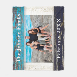 Rustic Blue Wood Frame Family Name  Fleecefilt