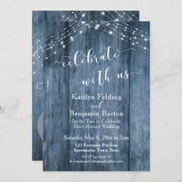 Rustic Blue Wood & Ljus Celebrate med oss Inbjudningar