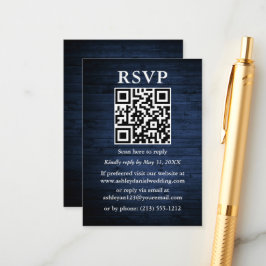 Rustic Blue Wood QR-Bröllop OSA Tilläggskort