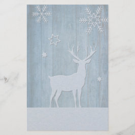 Rustic Blue Wood Reindeer Land jul Brevpapper