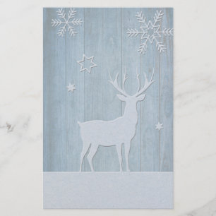 Rustic Blue Wood Reindeer Land jul Brevpapper