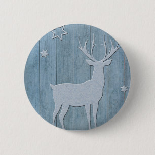 Rustic Blue Wood Reindeer Land jul Knapp