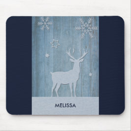 Rustic Blue Wood Reindeer Land jul Musmatta