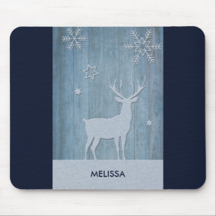 Rustic Blue Wood Reindeer Land jul Musmatta