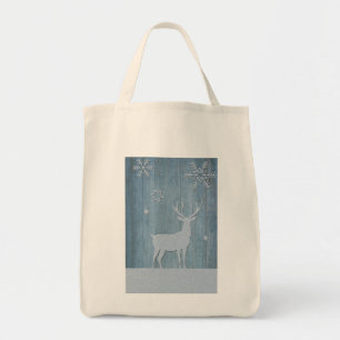 Rustic Blue Wood Reindeer Land jul Tygkasse