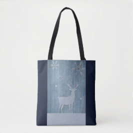 Rustic Blue Wood Reindeer Land jul Tygkasse