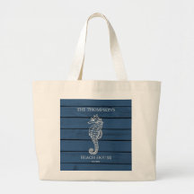 Rustic Blue Wood Seahorse Lighthouse Beach House