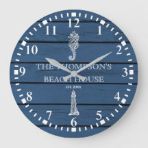 Rustic Blue Wood Seahorse Lighthouse Beach House