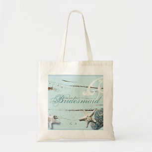 Rustic BLue wood Seashells Beach bridesmaid Tygkasse