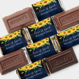 Rustic Blue Wood Solros Blommigten Kärlek är sötad