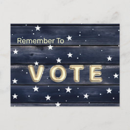 Rustic Blue Wood Stars  Vote Vykort