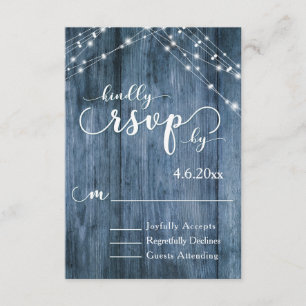 Rustic Blue Wood, White Light Strings OSA Kort