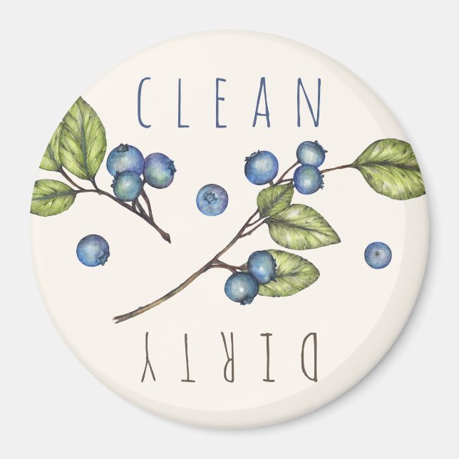 Rustic Blueberry Clean Dirty Magnet (Framsidan)