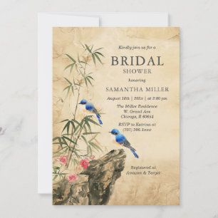 Rustic Bluebird Bröllopsdusch-inbjudan med Bamb Inbjudningar