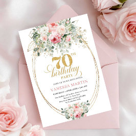 Rustic Blush and Gold 70th Birthday Invitation Inbjudningar