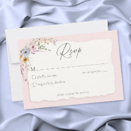 Rustic Blush Pink Romantic Wildflower Wedding OSA Kort
