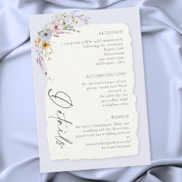 Rustic Blush Pink Romantic Wildflower Wedding Tilläggskort