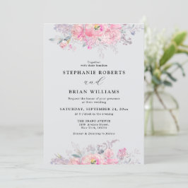 Rustic Blush Pink Watercolor Floral Wedding Inbjudningar