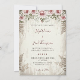 Rustic Blush Rose Wedding Invitation Inbjudningar
