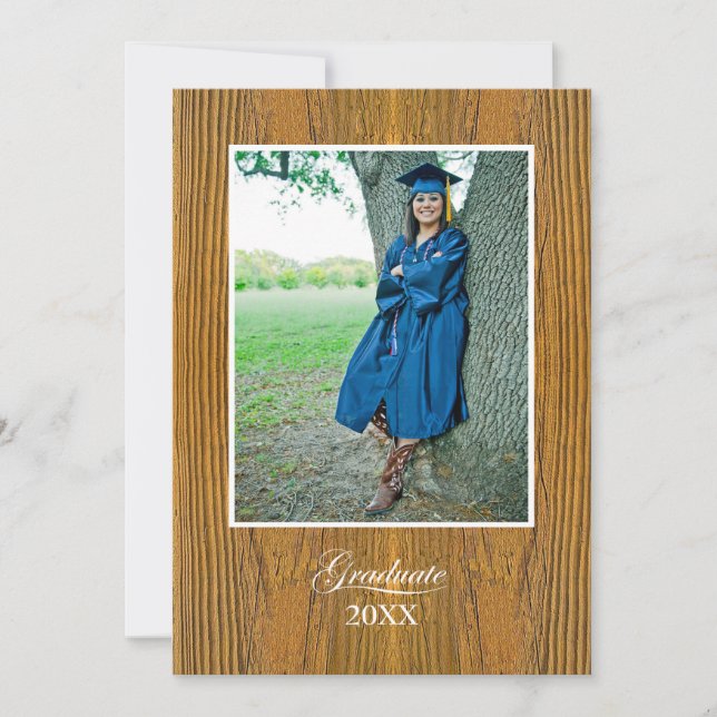 Rustic Board College Graduation Announcement Kort (Framsida)
