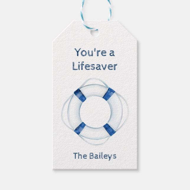 Rustic Boat Life Buoy Nautical Gift Märkre Presentetikett (Framsidan)