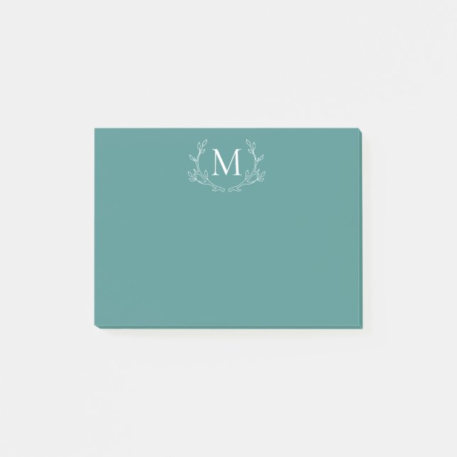 Rustic Bohemian Antlers Foliage | Monogram Post-it Block (Framsida)