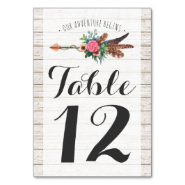Rustic Bohemian Arrow Bröllop Bordsnummer Card