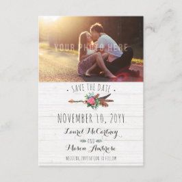 Rustic Bohemian Arrow Bröllop spara datum Spara Datumet