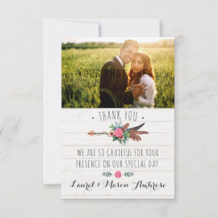 Rustic Bohemian Arrow Bröllop Tack Kort