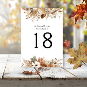 Rustic Bohemian Autumn Blommigt Bordsnummer